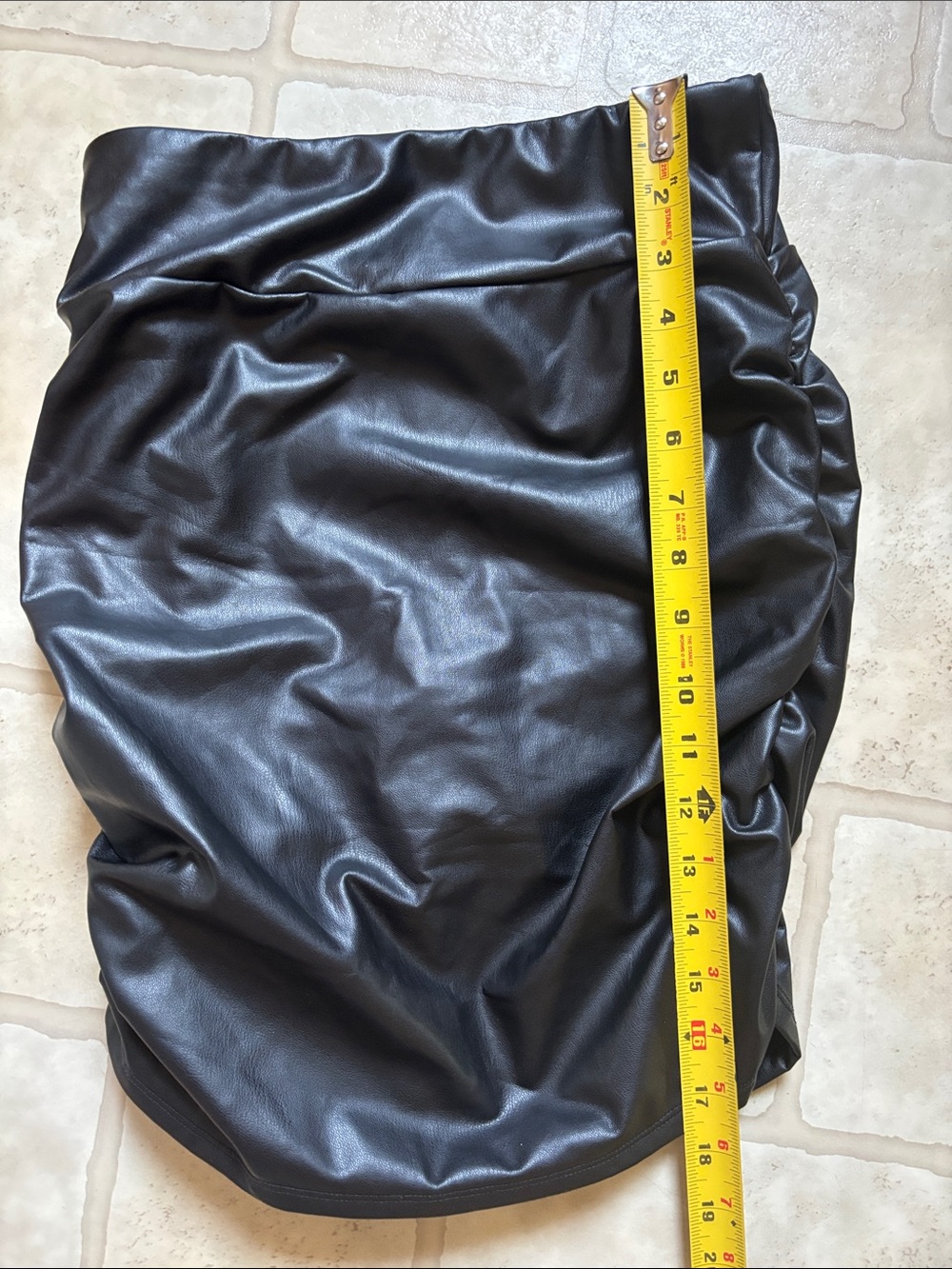 Halara Faux Leather Ruched Mini Skirt Skort - Tummy Control - Black Small - Picture 8 of 8